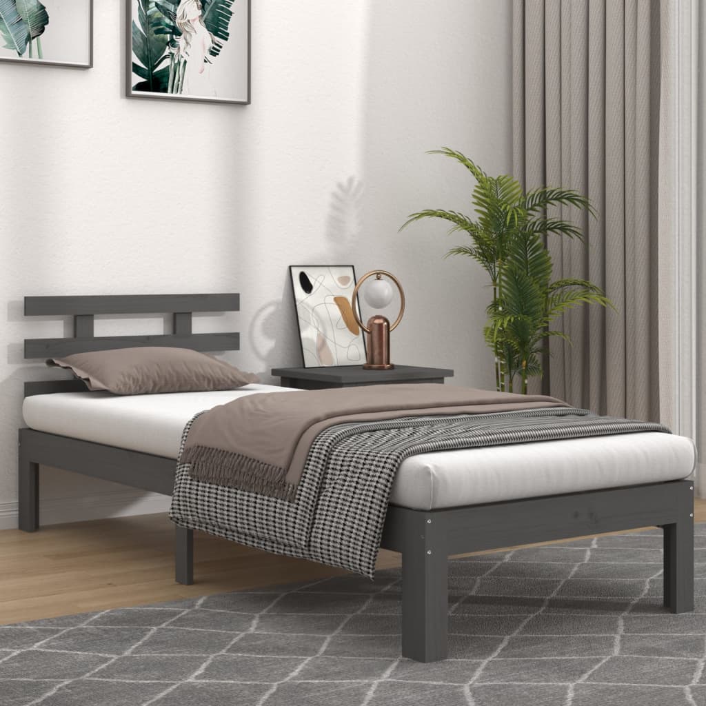 Bed Frame without Mattress Grey 90x190 cm