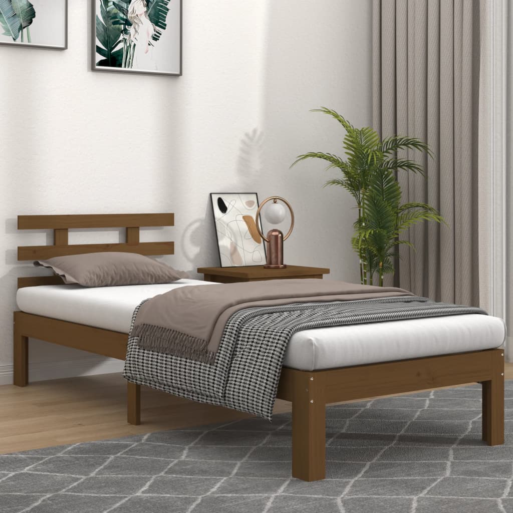 Bed Frame without Mattress Honey Brown 90x190 cm