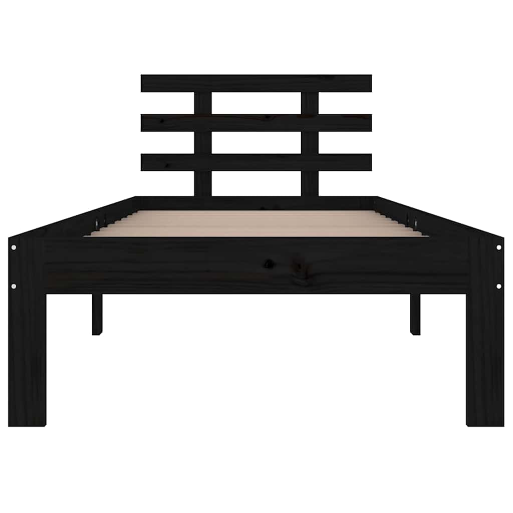 Bed Frame without Mattress Black Solid Wood 100x200 cm