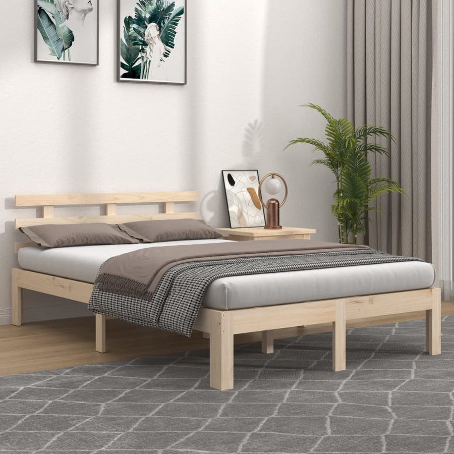Bed Frame without Mattress Solid Wood 150x200 cm King Size