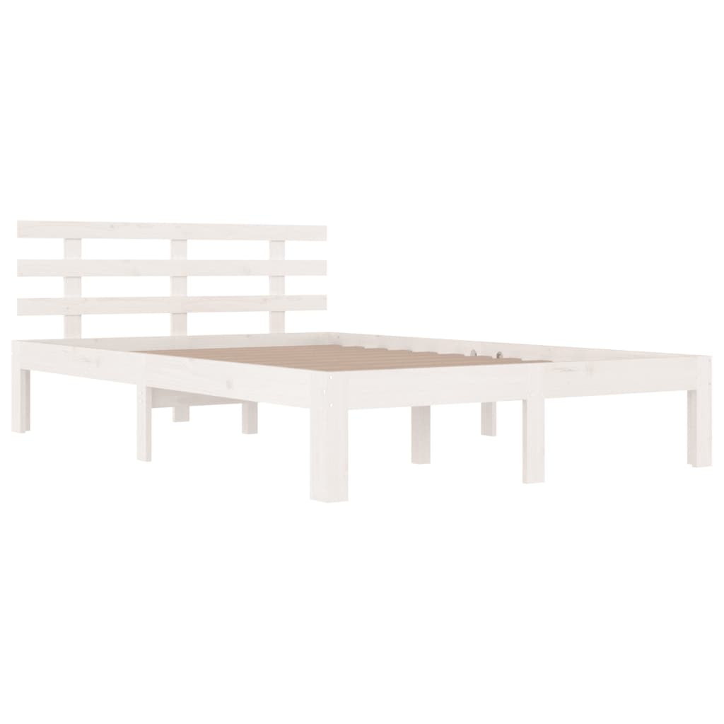 Bed Frame without Mattress White Solid Wood 150x200 cm