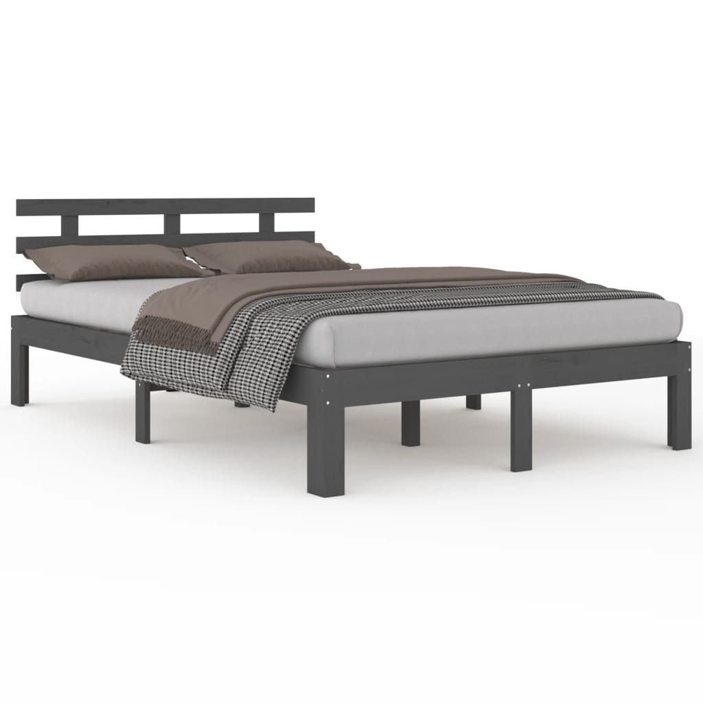 Bed Frame without Mattress Grey Solid Wood 150x200 cm