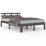 Bed Frame without Mattress Grey Solid Wood 150x200 cm - Front View