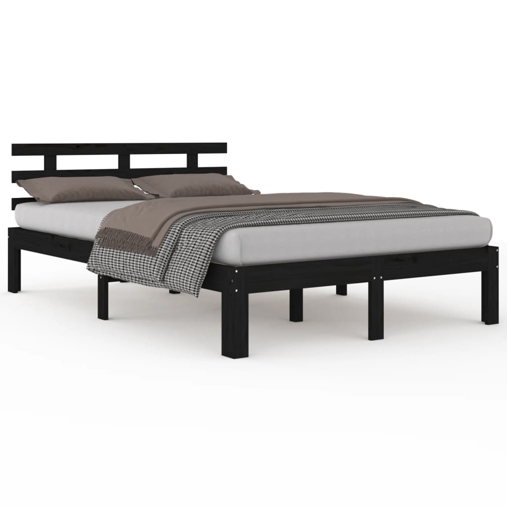 Bed Frame without Mattress Black Solid Wood 150x200 cm