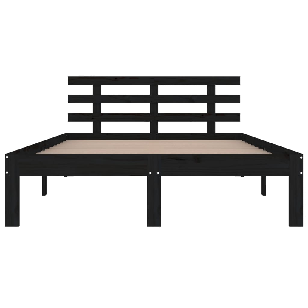 Bed Frame without Mattress Black Solid Wood 150x200 cm