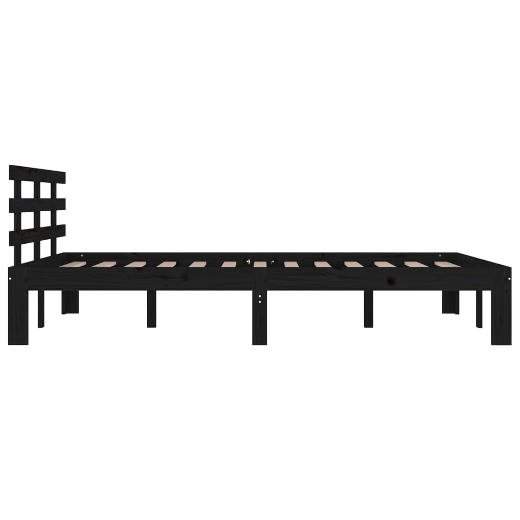 Bed Frame without Mattress Black Solid Wood 150x200 cm