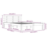 Bed Frame without Mattress Black Solid Wood 150x200 cm - Low Angle
