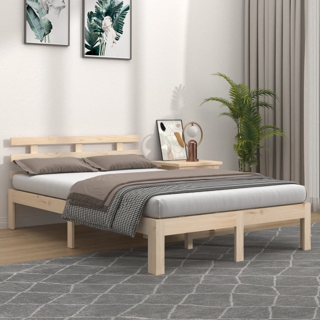 Bed Frame without Mattress Solid Wood 183x203 cm King