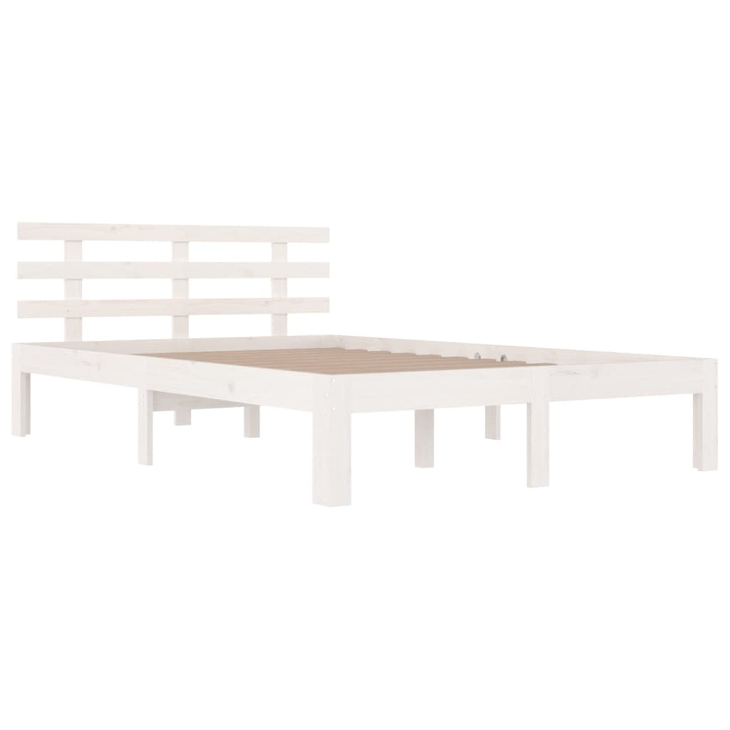 Bed Frame without Mattress White Solid Wood 183x203 cm King