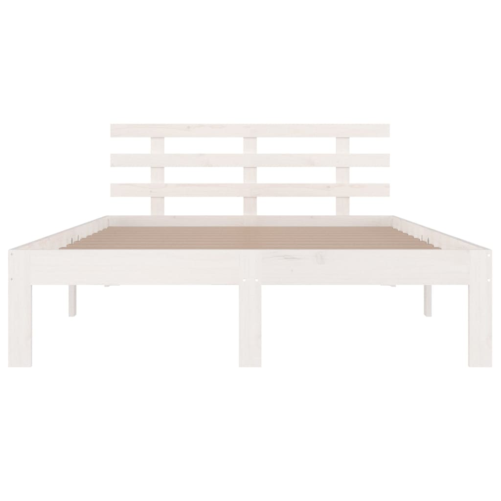 Bed Frame without Mattress White Solid Wood 183x203 cm King
