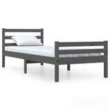 Bed Frame without Mattress Grey Solid Wood 90x190 cm