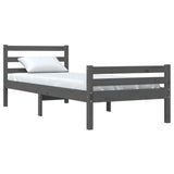 Bed Frame without Mattress Grey Solid Wood 90x190 cm - Side View