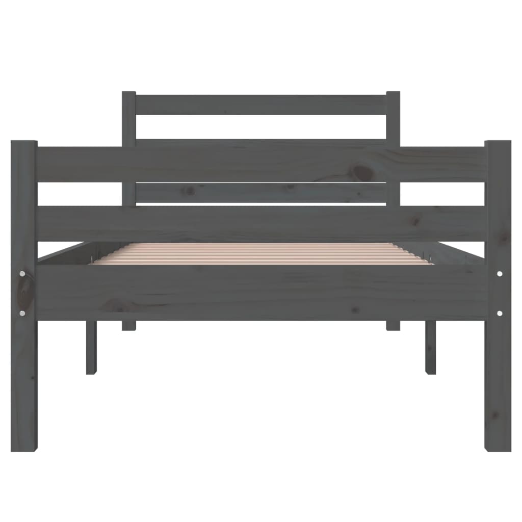 Bed Frame without Mattress Grey Solid Wood 90x190 cm