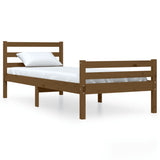 Bed Frame without Mattress Honey Brown Solid Wood 90x190 cm - Front View