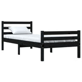 Bed Frame without Mattress Black Solid Wood 90x190 cm