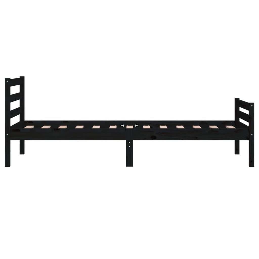 Bed Frame without Mattress Black Solid Wood 90x190 cm