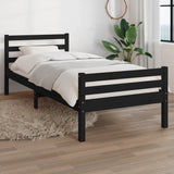 Bed Frame without Mattress Black Solid Wood 90x190 cm