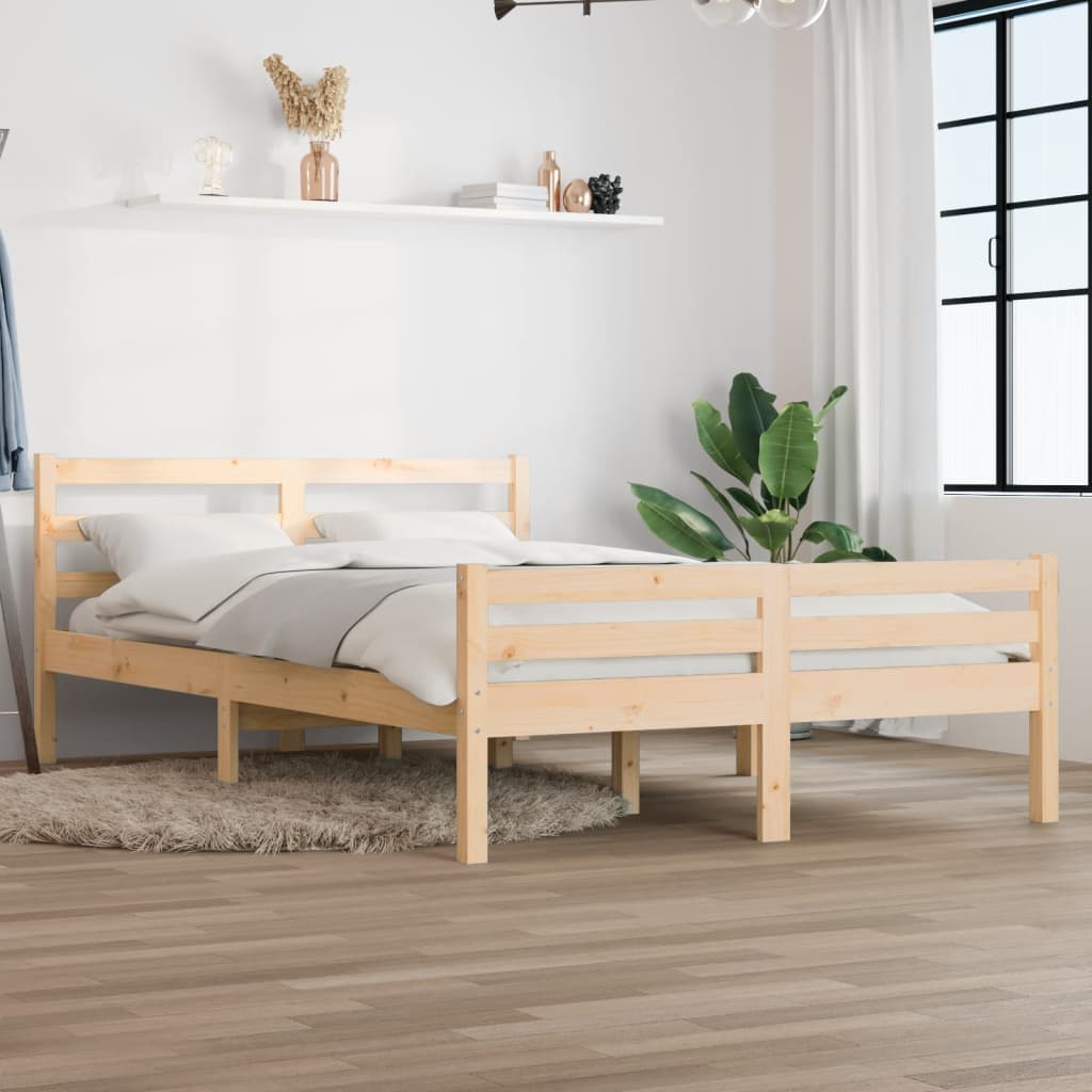 Bed Frame without Mattress Solid Wood 135x190 cm