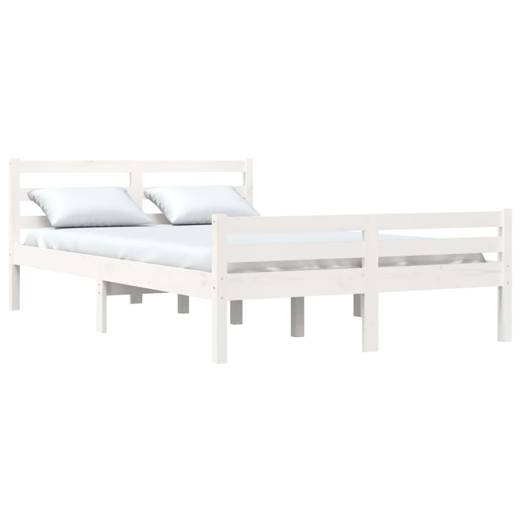 Bed Frame without Mattress White Solid Wood 135x190 cm
