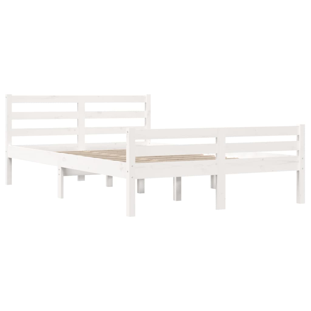 Bed Frame without Mattress White Solid Wood 135x190 cm