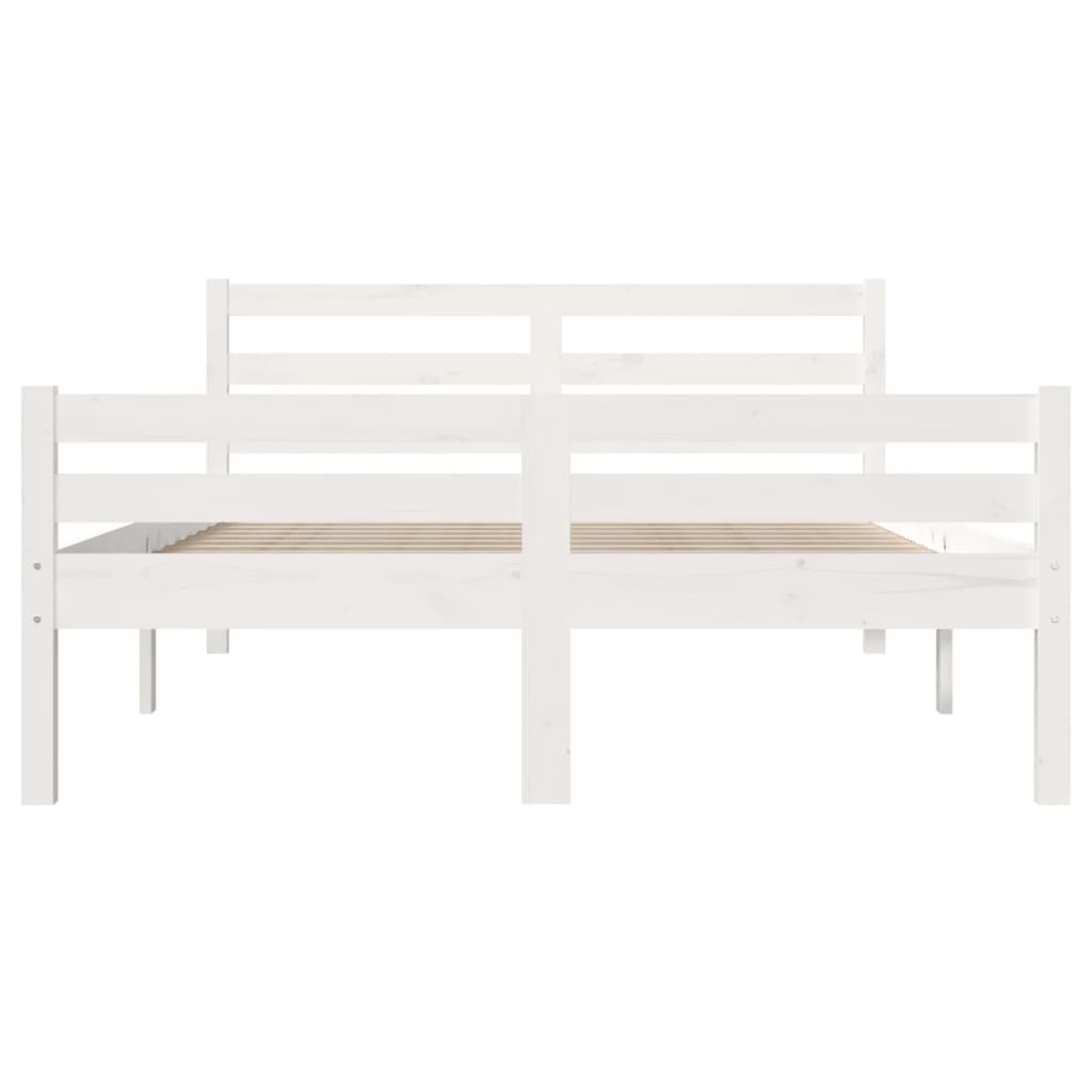 Bed Frame without Mattress White Solid Wood 135x190 cm
