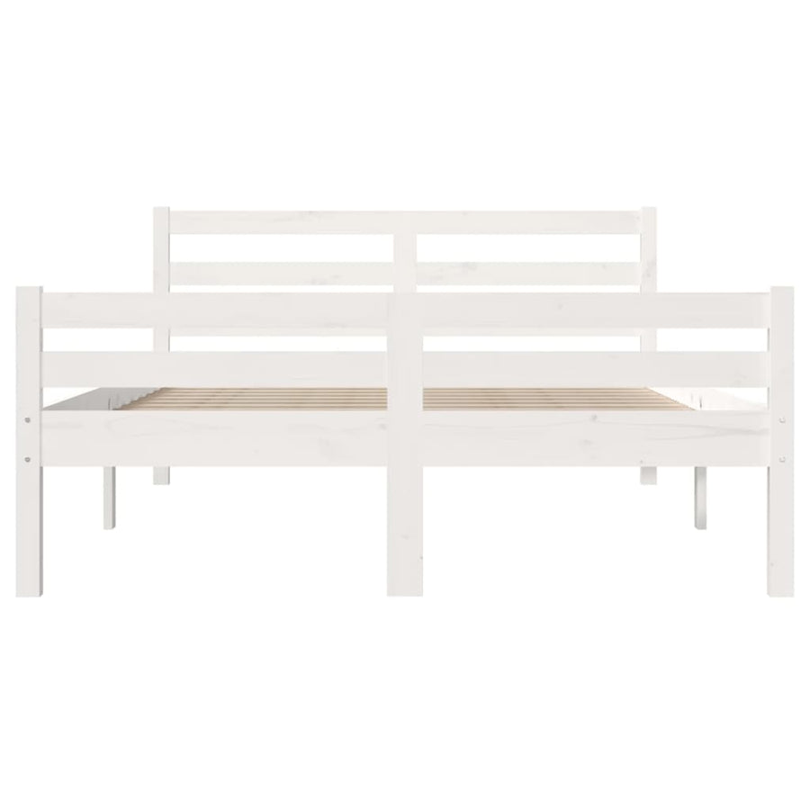 Bed Frame without Mattress White Solid Wood 135x190 cm Double