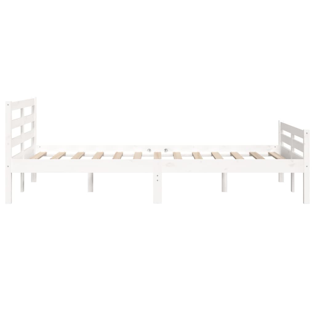 Bed Frame without Mattress White Solid Wood 135x190 cm