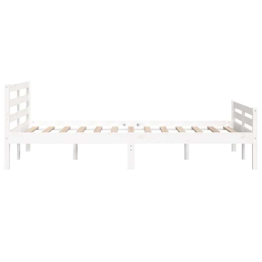 Bed Frame without Mattress White Solid Wood 135x190 cm Double