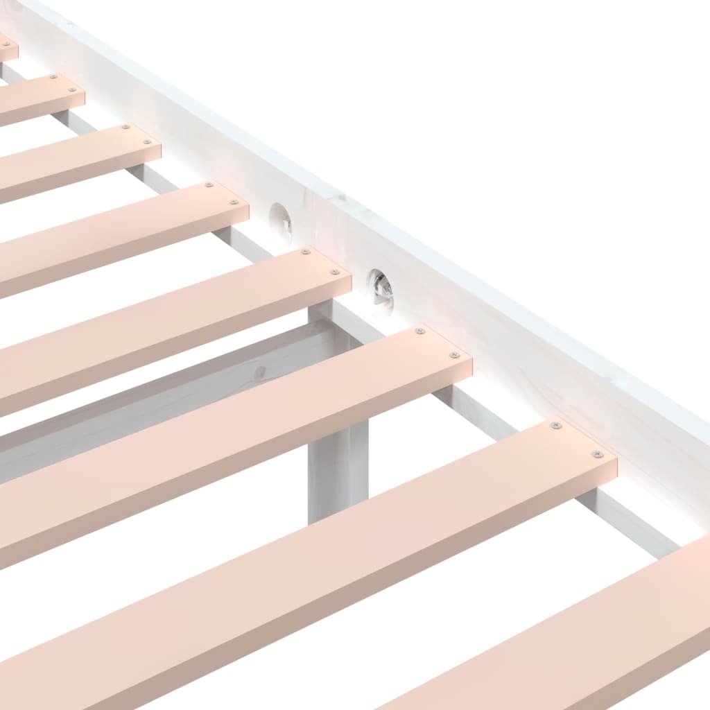 Bed Frame without Mattress White Solid Wood 135x190 cm