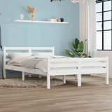 Bed Frame without Mattress White Solid Wood 135x190 cm