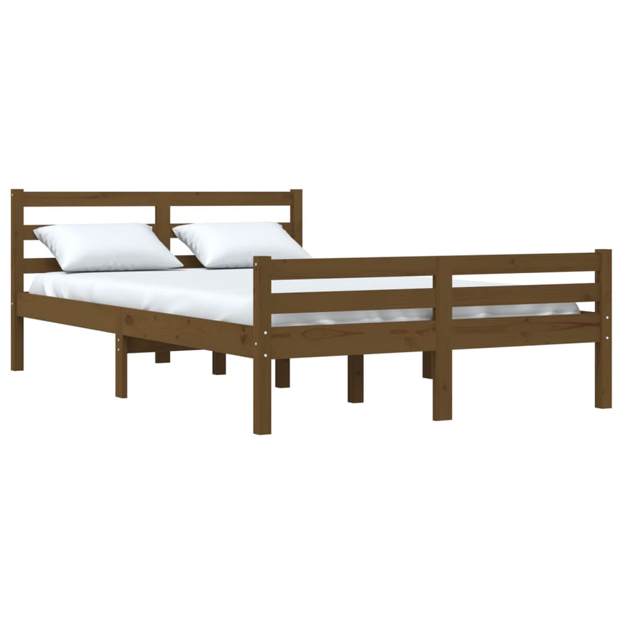 Bed Frame without Mattress Honey Brown Solid Wood 135x190 cm
