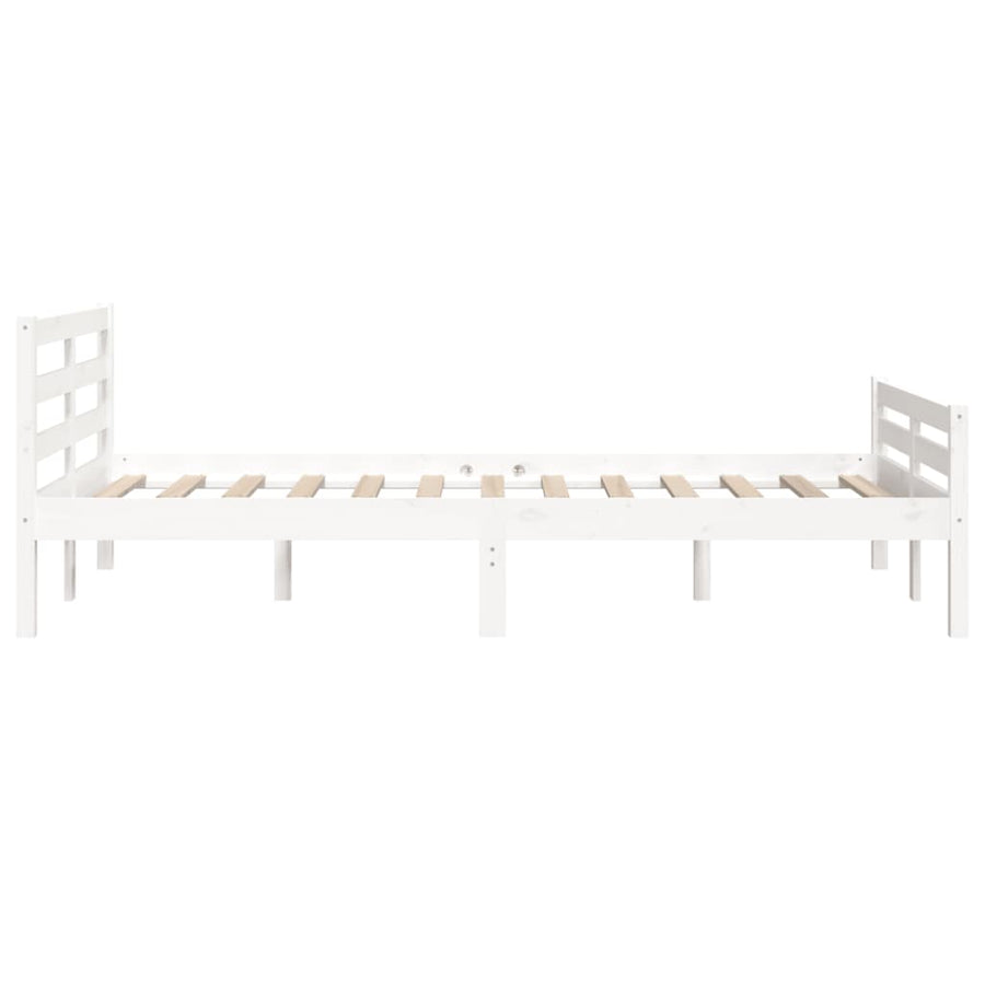 Bed Frame without Mattress White Solid Wood 150x200cm King Size