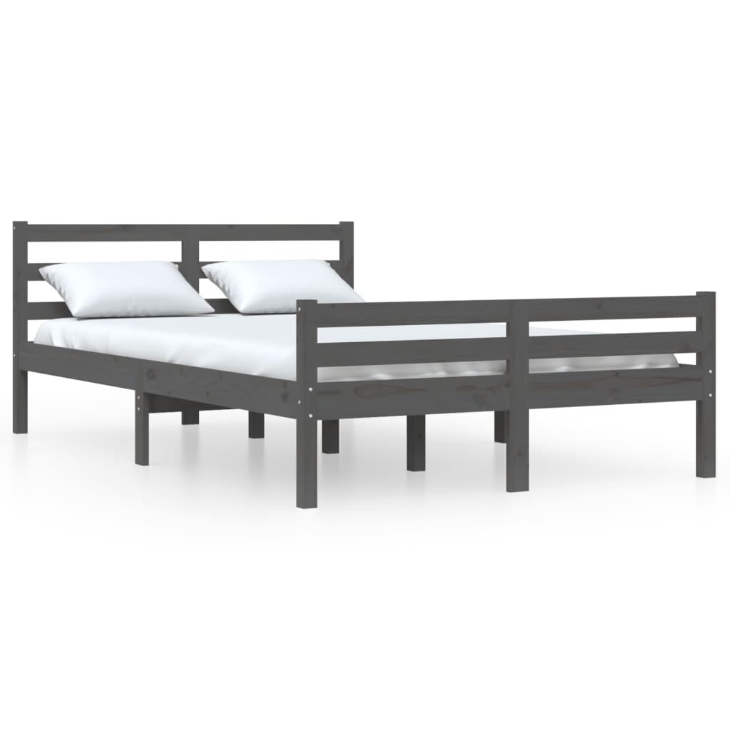 Bed Frame without Mattress Grey Solid Wood 150x200 cm