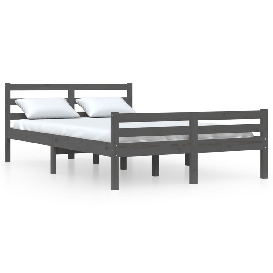 Bed Frame without Mattress Grey Solid Wood 150x200 cm King Size