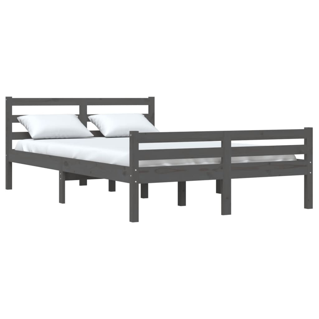Bed Frame without Mattress Grey Solid Wood 150x200 cm