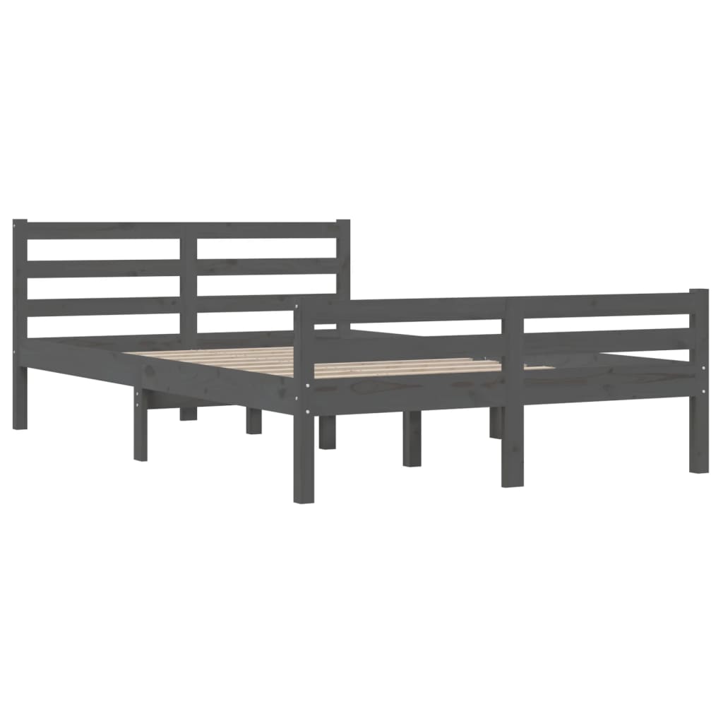 Bed Frame without Mattress Grey Solid Wood 150x200 cm