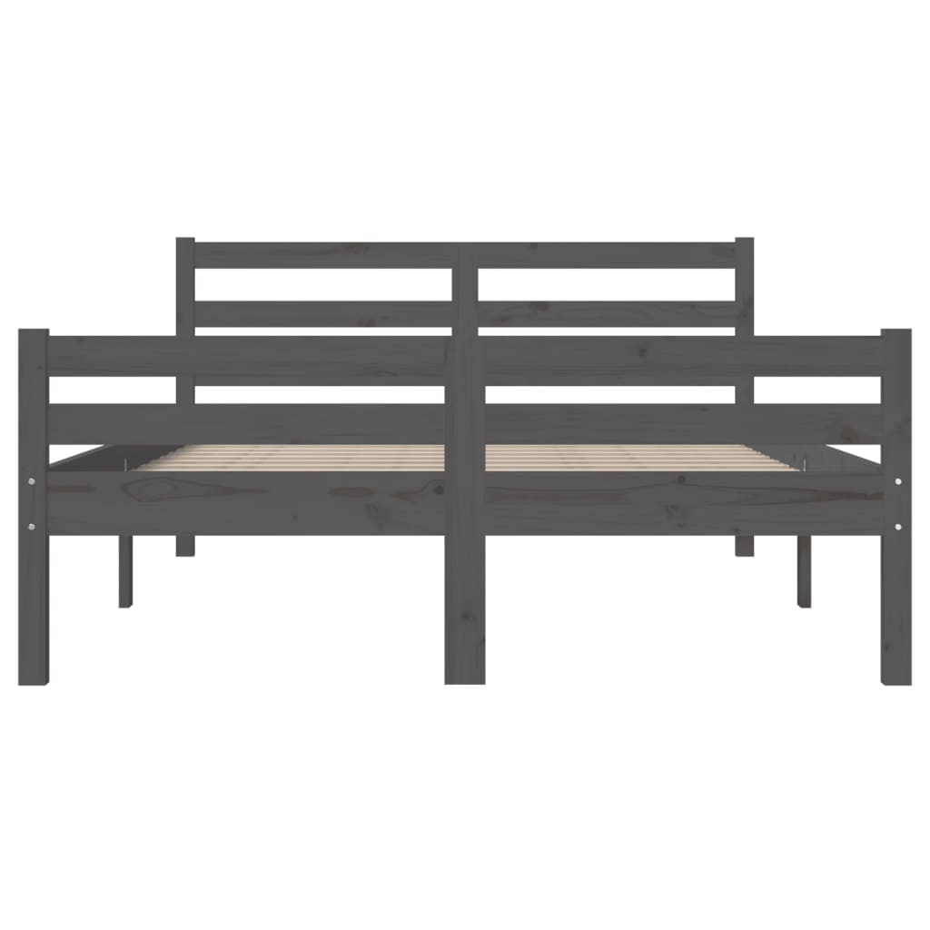 Bed Frame without Mattress Grey Solid Wood 150x200 cm