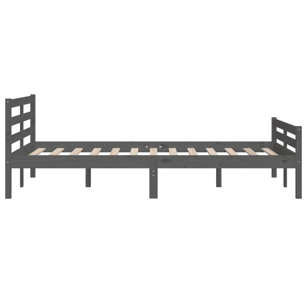 Bed Frame without Mattress Grey Solid Wood 150x200 cm