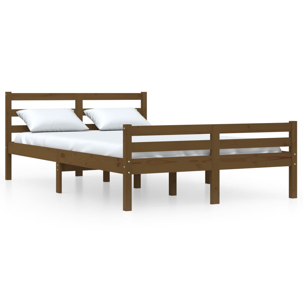 Bed Frame without Mattress Honey Brown Solid Wood 150x200 cm