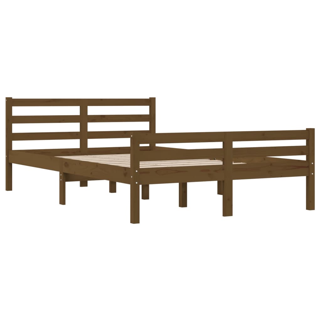 Bed Frame without Mattress Honey Brown Solid Wood 150x200 cm