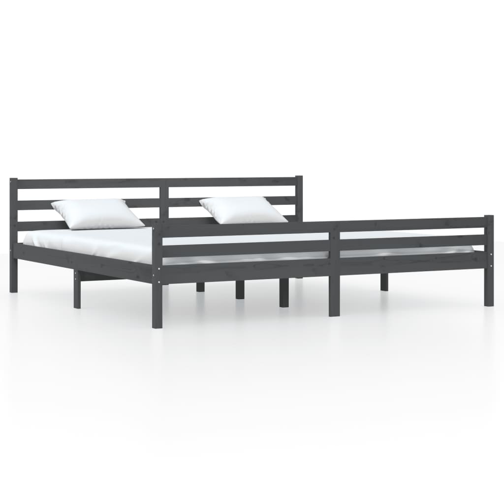 Bed Frame without Mattress Grey Solid Wood 183x203 cm King