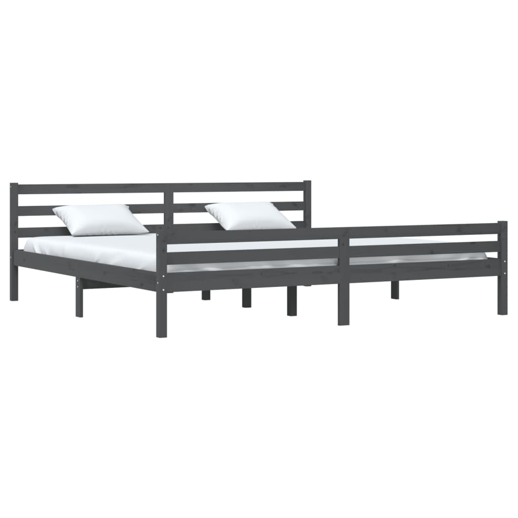 Bed Frame without Mattress Grey Solid Wood 183x203 cm King