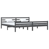 Bed Frame without Mattress Grey Solid Wood 183x203 cm King - Side View
