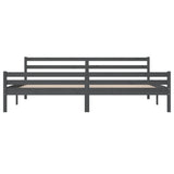 Bed Frame without Mattress Grey Solid Wood 183x203 cm King - 45-Degree Angle