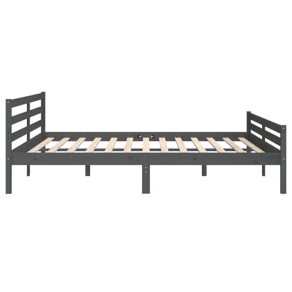 Bed Frame without Mattress Grey Solid Wood 183x203 cm King