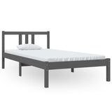Bed Frame without Mattress Grey Solid Wood 90x190 cm - Front View