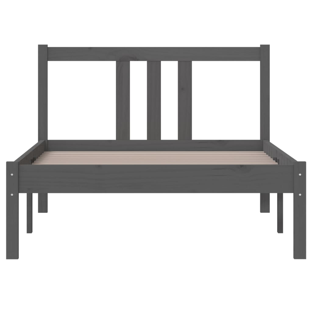 Bed Frame without Mattress Grey Solid Wood 90x190 cm