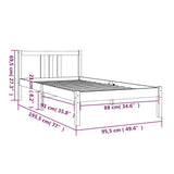Bed Frame without Mattress Grey Solid Wood 90x190 cm - Extra Image