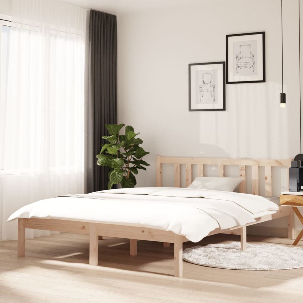 Bed Frame without Mattress Solid Wood 135x190 cm