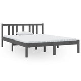 Bed Frame without Mattress Grey Solid Wood 135x190 cm